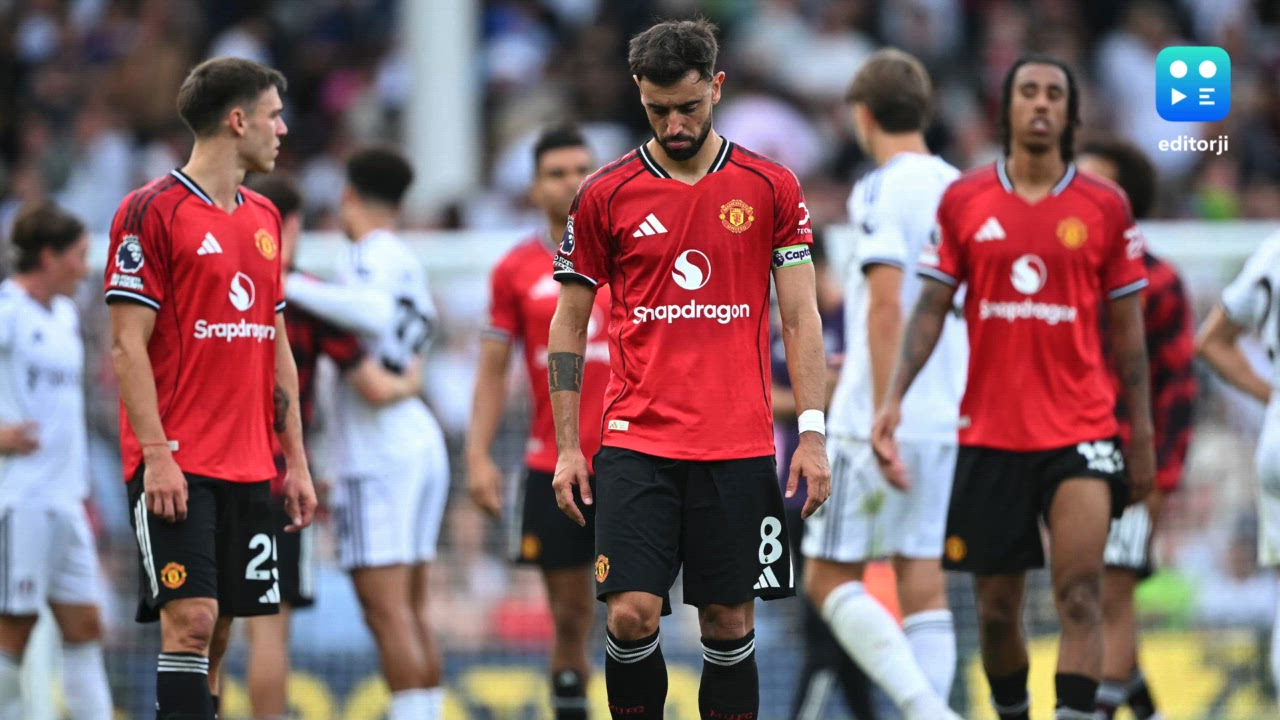 Bruno Fernandes stumbles into the referee and misses a penalty for Man United