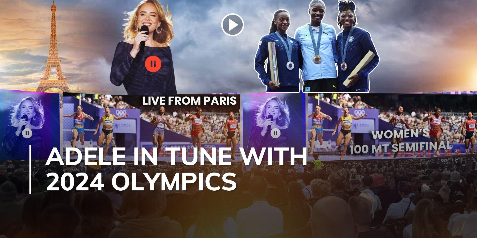 Adele pauses Munich concert to air Olympic Women’s 100m Final with Sha