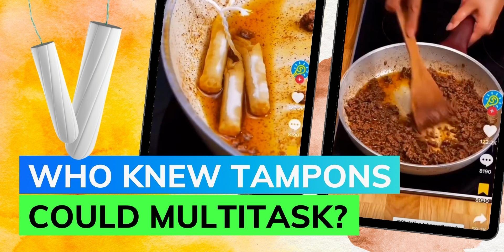 Tampons in the kitchen? TikToker‘s greasesoaking method causes stir