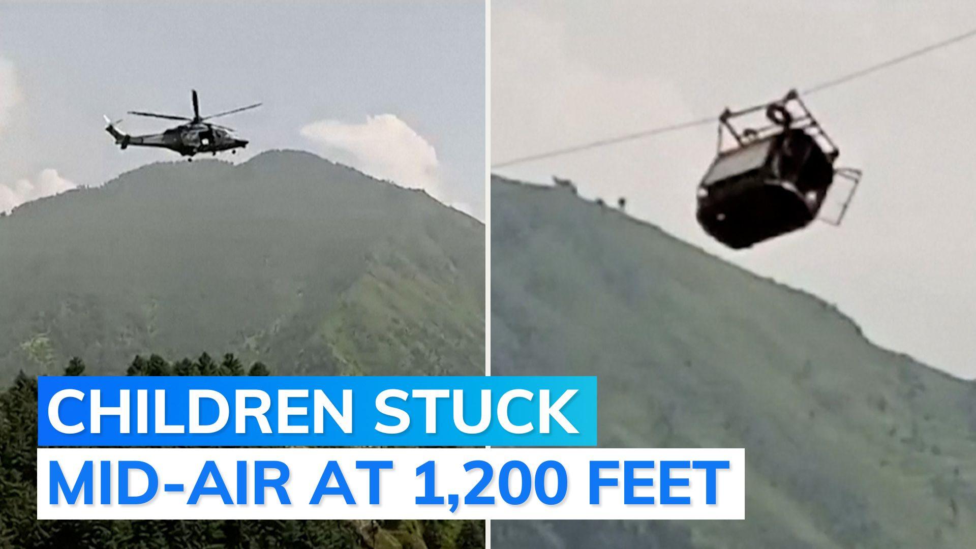 Video cable car with 8 onboard dangling over ravine in Pakistan after