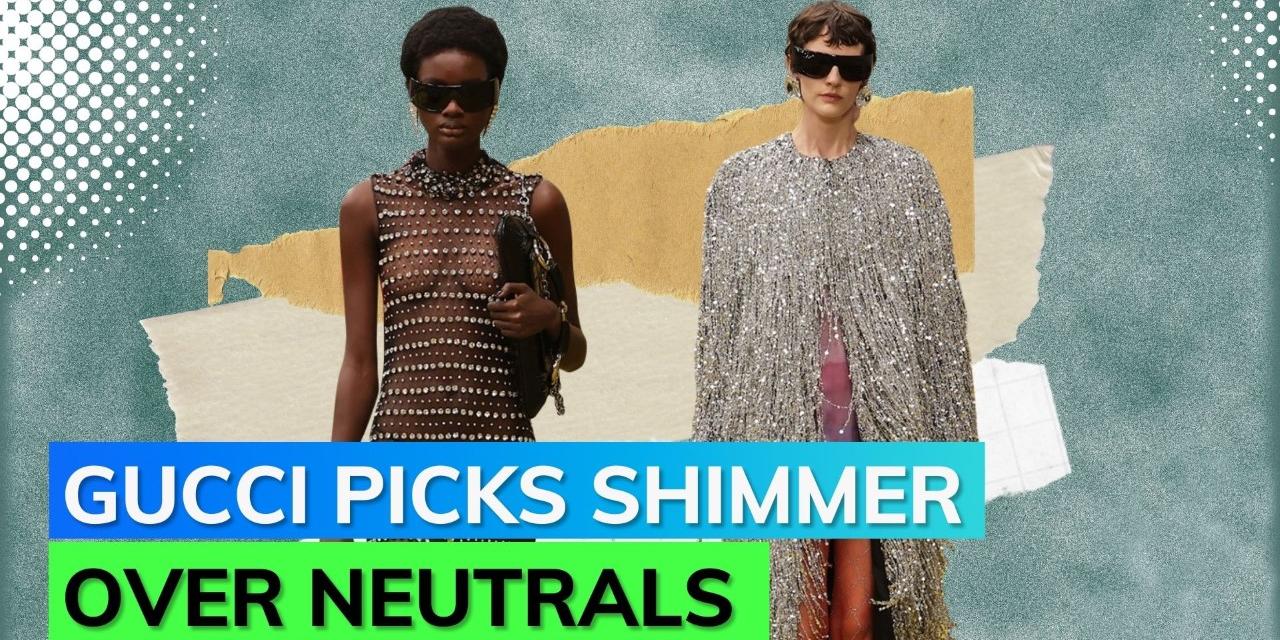 Gucci fall/winter ‘23 brought crystal encrusted metallic bra, faux furs