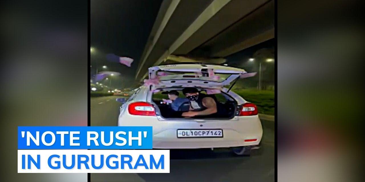 Watch: man throws currency notes from moving car in Gurugram | Editorji