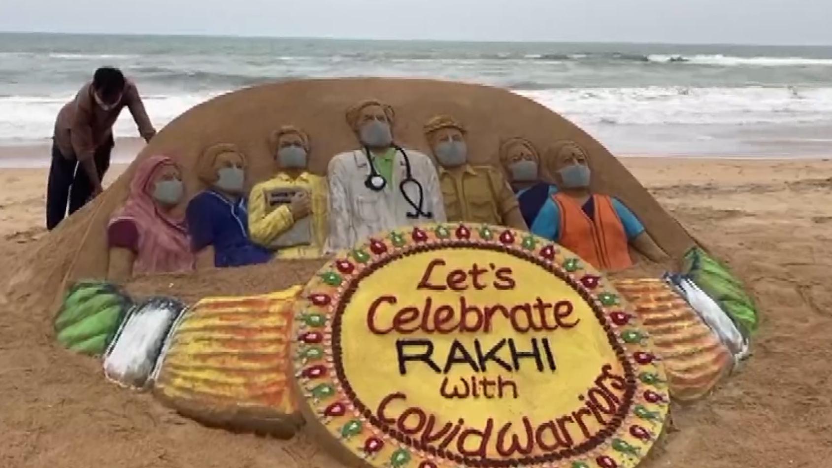 Rakhi special sand art in Odisha dedicated to Covid19 warriors Editorji