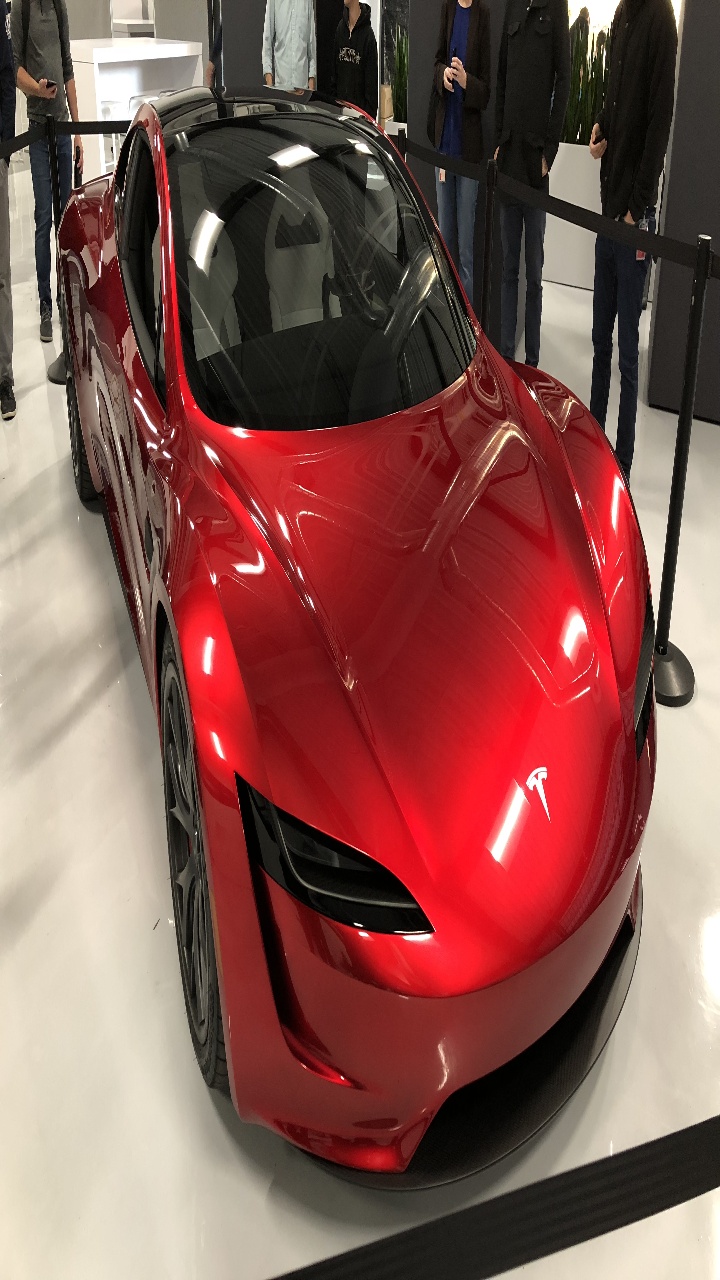 Red Tesla Roadster — 2018